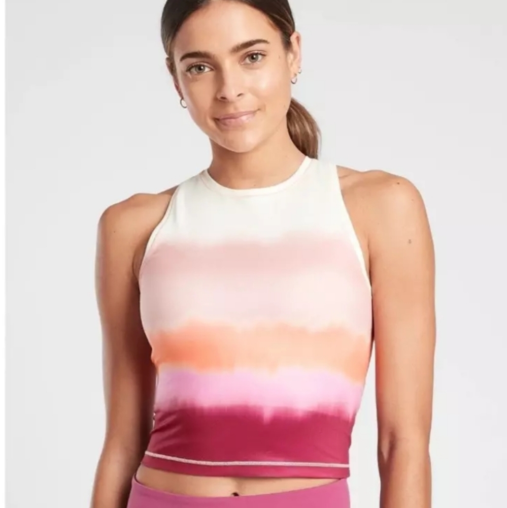 Athleta Ombre Cream Peach Pink Berry Cropped Tank
